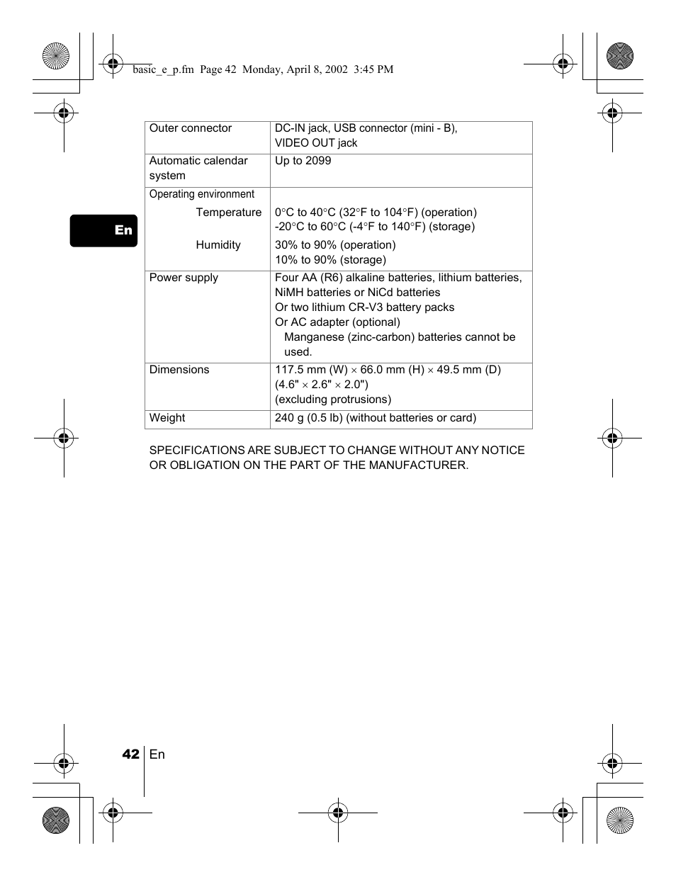 Olympus C-300 Zoom  EN User Manual | Page 42 / 172