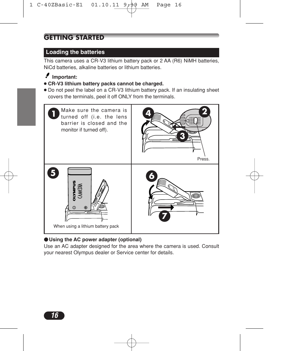 Olympus CAMEDIA C-40 ZOOM User Manual | Page 16 / 180