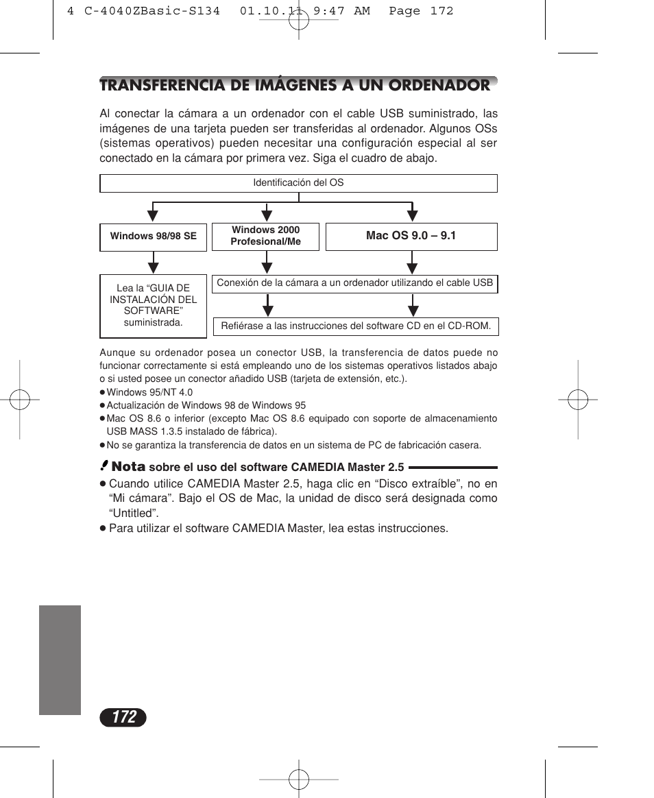 Transferencia de imágenes a un ordenador | Olympus CAMEDIA C-40 ZOOM User Manual | Page 172 / 180