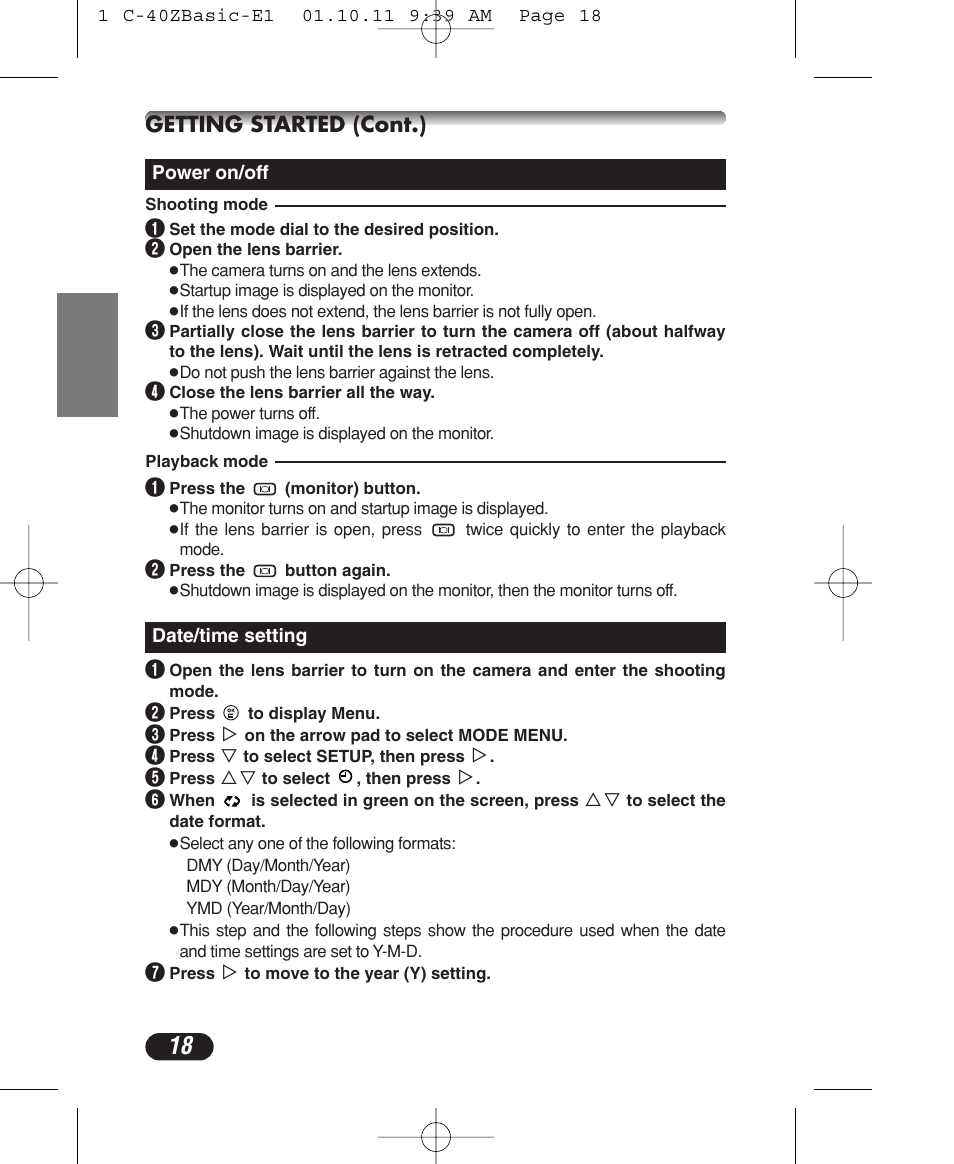Olympus CAMEDIA C-40 ZOOM User Manual | Page 18 / 180