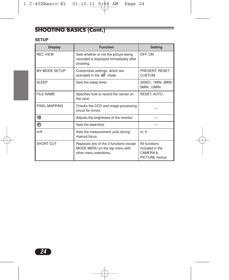 Shooting basics (cont.) | Olympus CAMEDIA C-40 ZOOM User Manual | Page 24 / 180