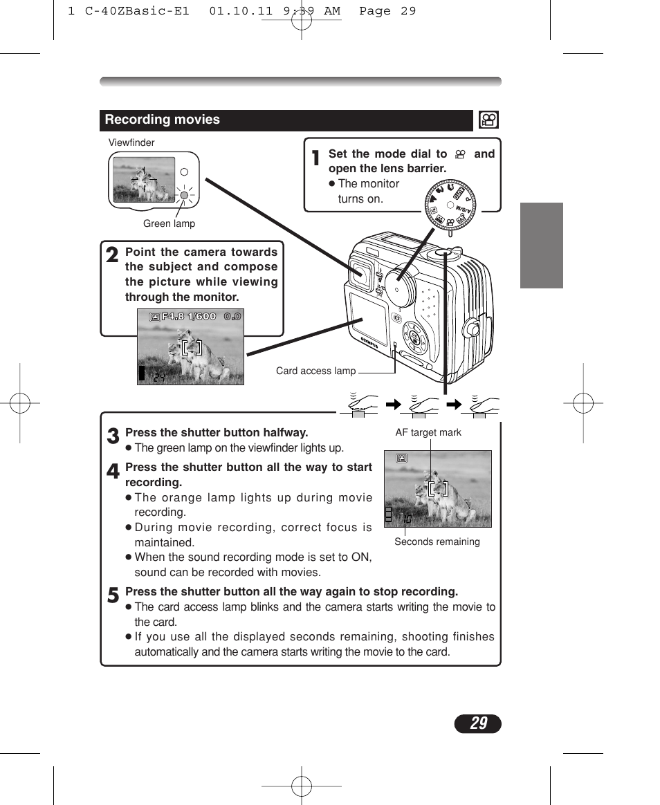 Olympus CAMEDIA C-40 ZOOM User Manual | Page 29 / 180