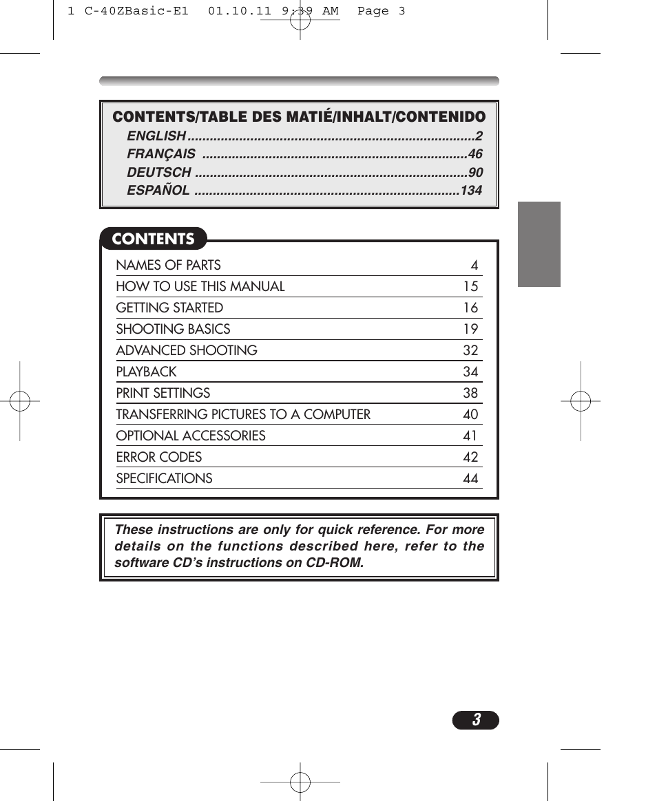 Olympus CAMEDIA C-40 ZOOM User Manual | Page 3 / 180