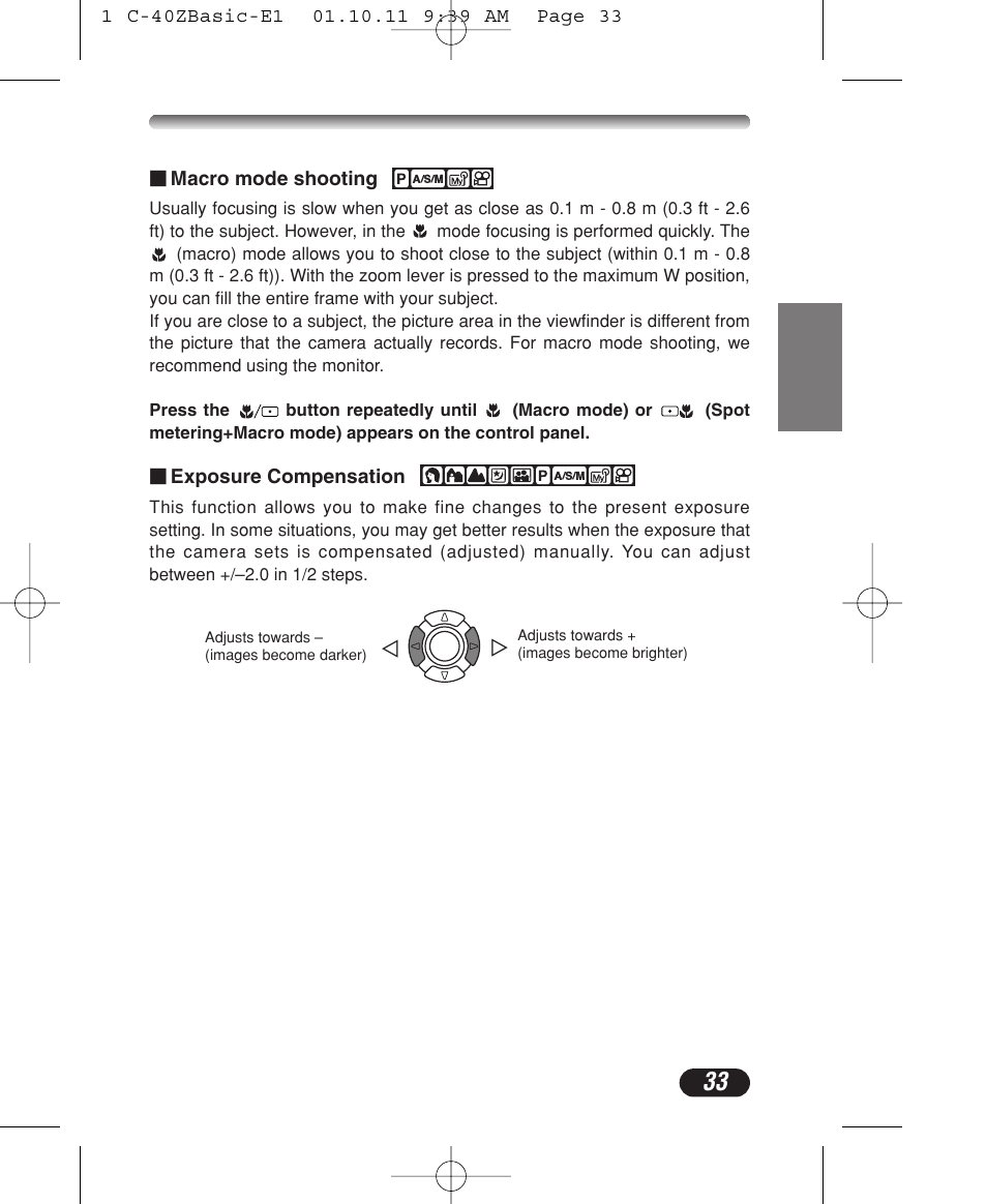 Olympus CAMEDIA C-40 ZOOM User Manual | Page 33 / 180