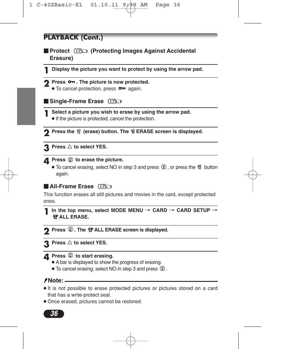 Olympus CAMEDIA C-40 ZOOM User Manual | Page 36 / 180