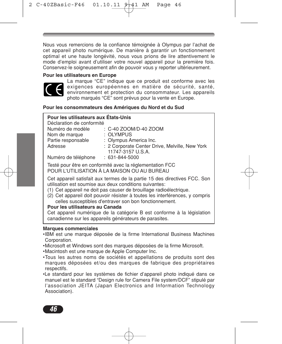 Olympus CAMEDIA C-40 ZOOM User Manual | Page 46 / 180