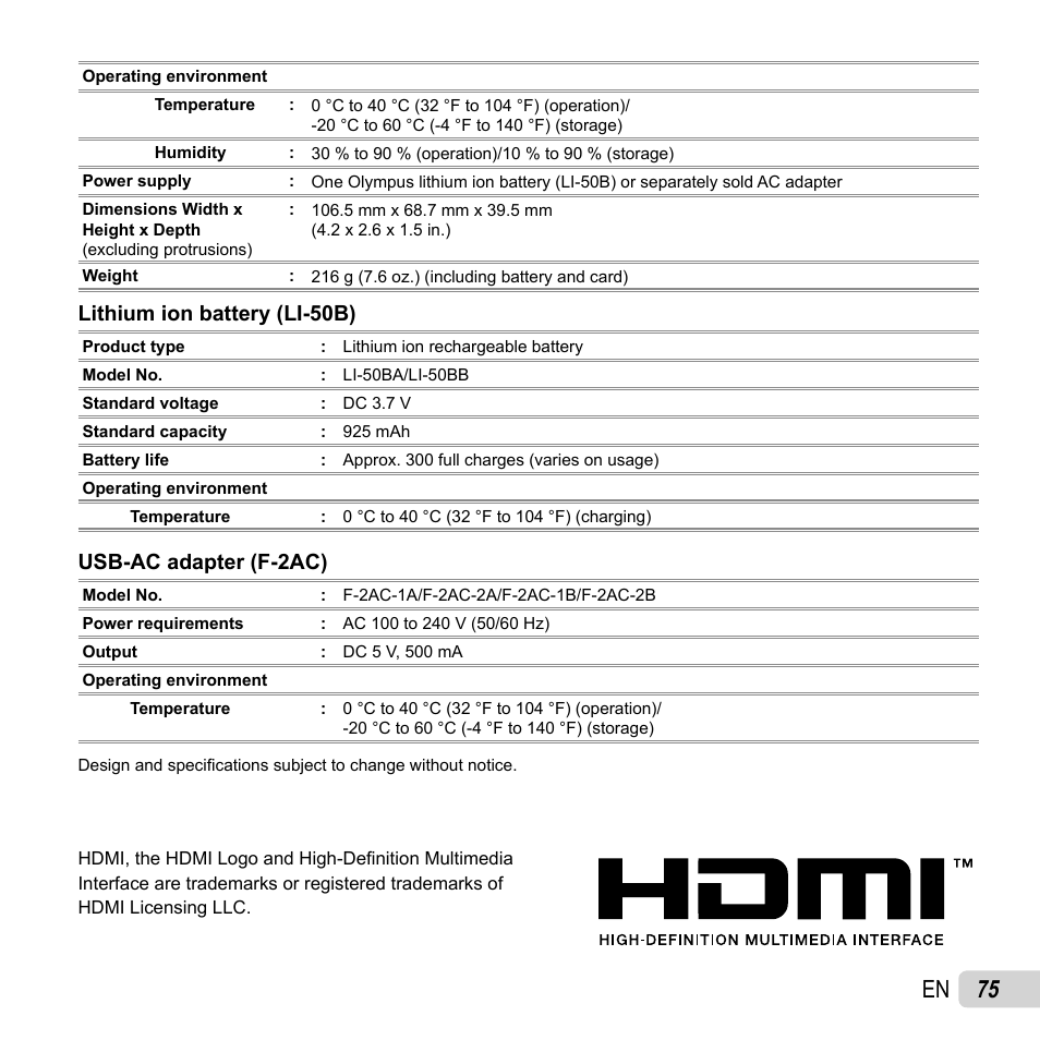 75 en | Olympus SP-810UZ User Manual | Page 75 / 77