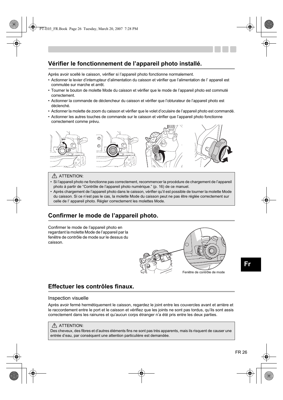 Inspection visuelle | Olympus PT E03 User Manual | Page 107 / 284