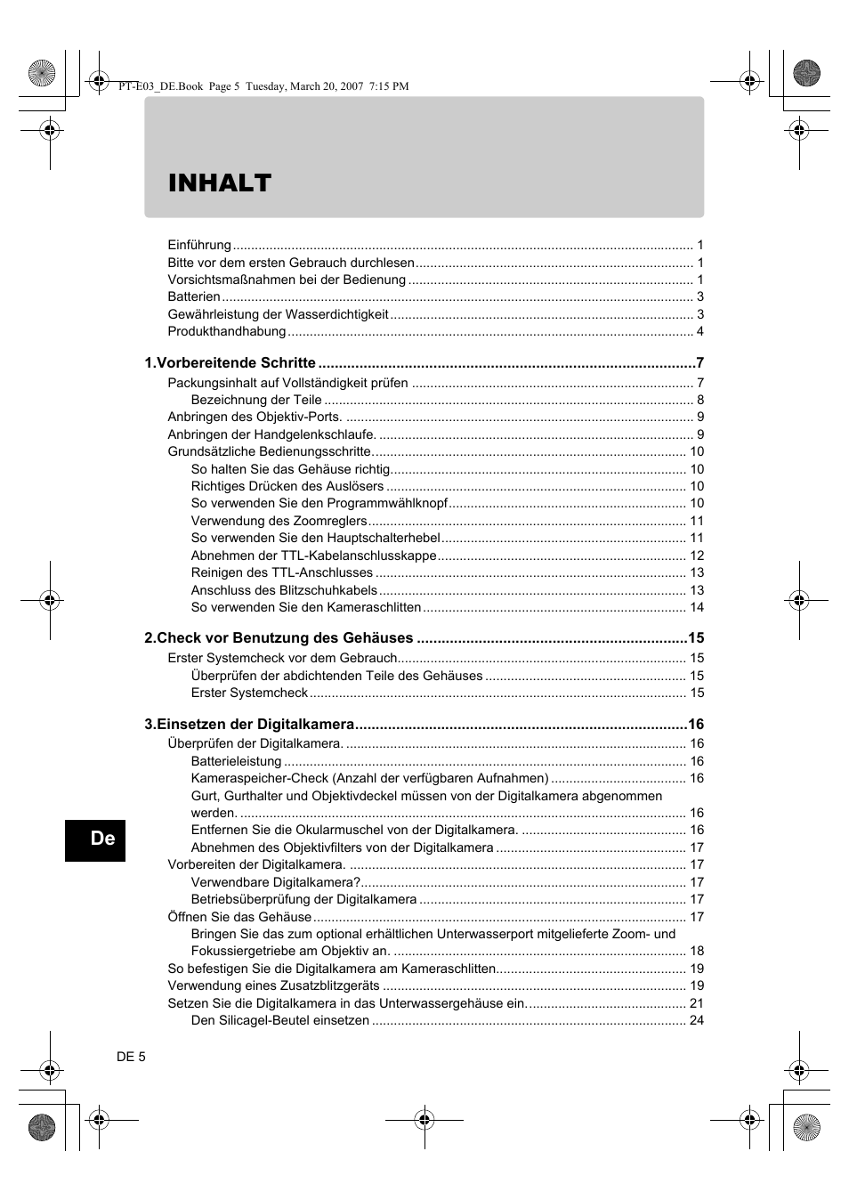 Inhalt | Olympus PT E03 User Manual | Page 126 / 284