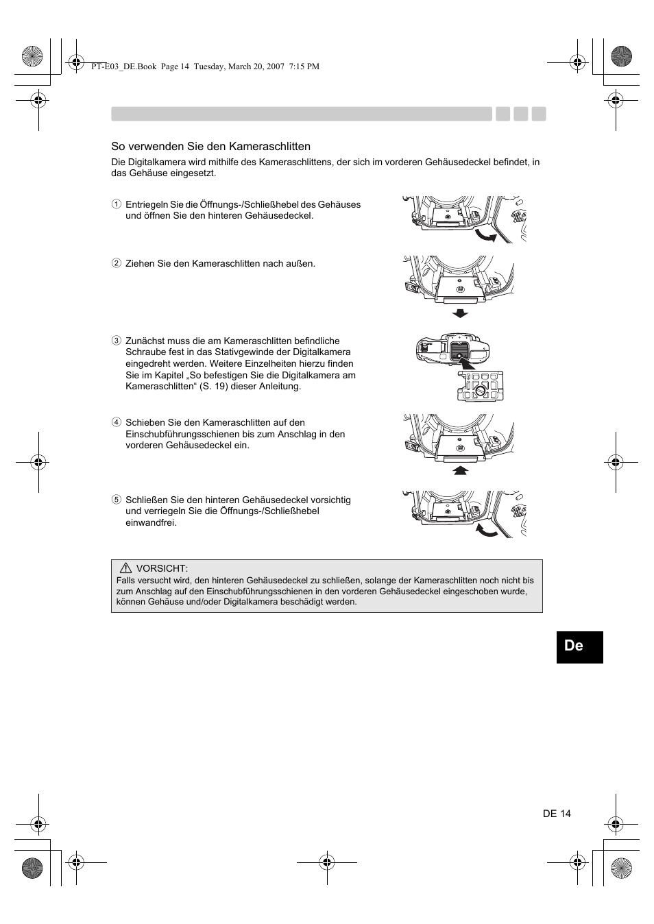 So verwenden sie den kameraschlitten | Olympus PT E03 User Manual | Page 135 / 284