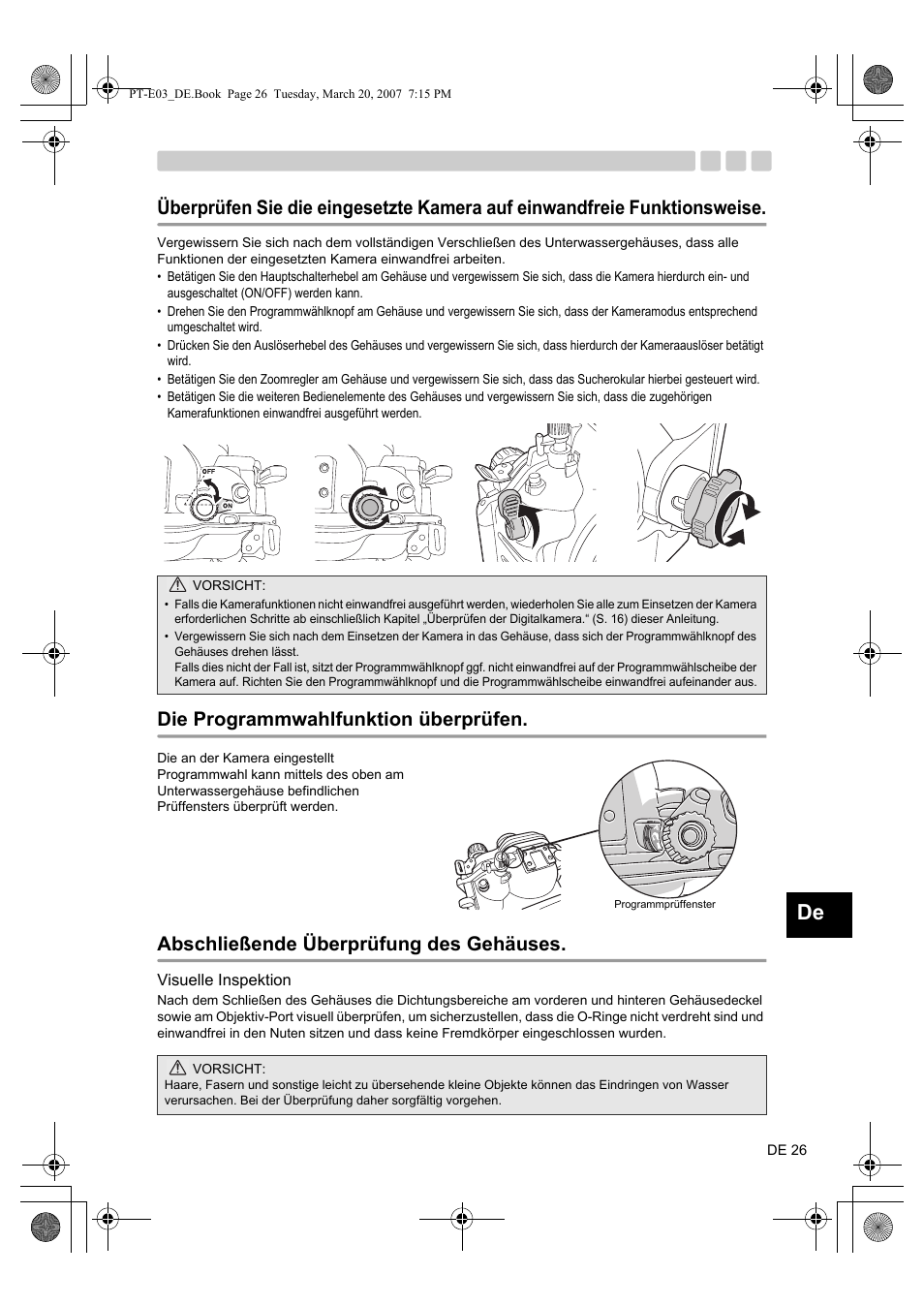 Visuelle inspektion | Olympus PT E03 User Manual | Page 147 / 284