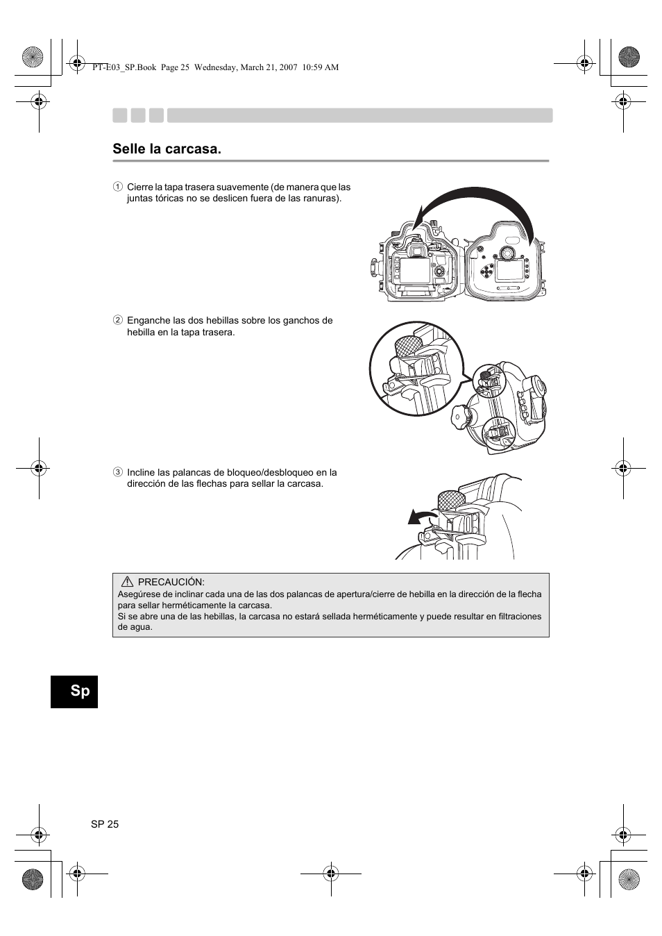 Selle la carcasa | Olympus PT E03 User Manual | Page 186 / 284