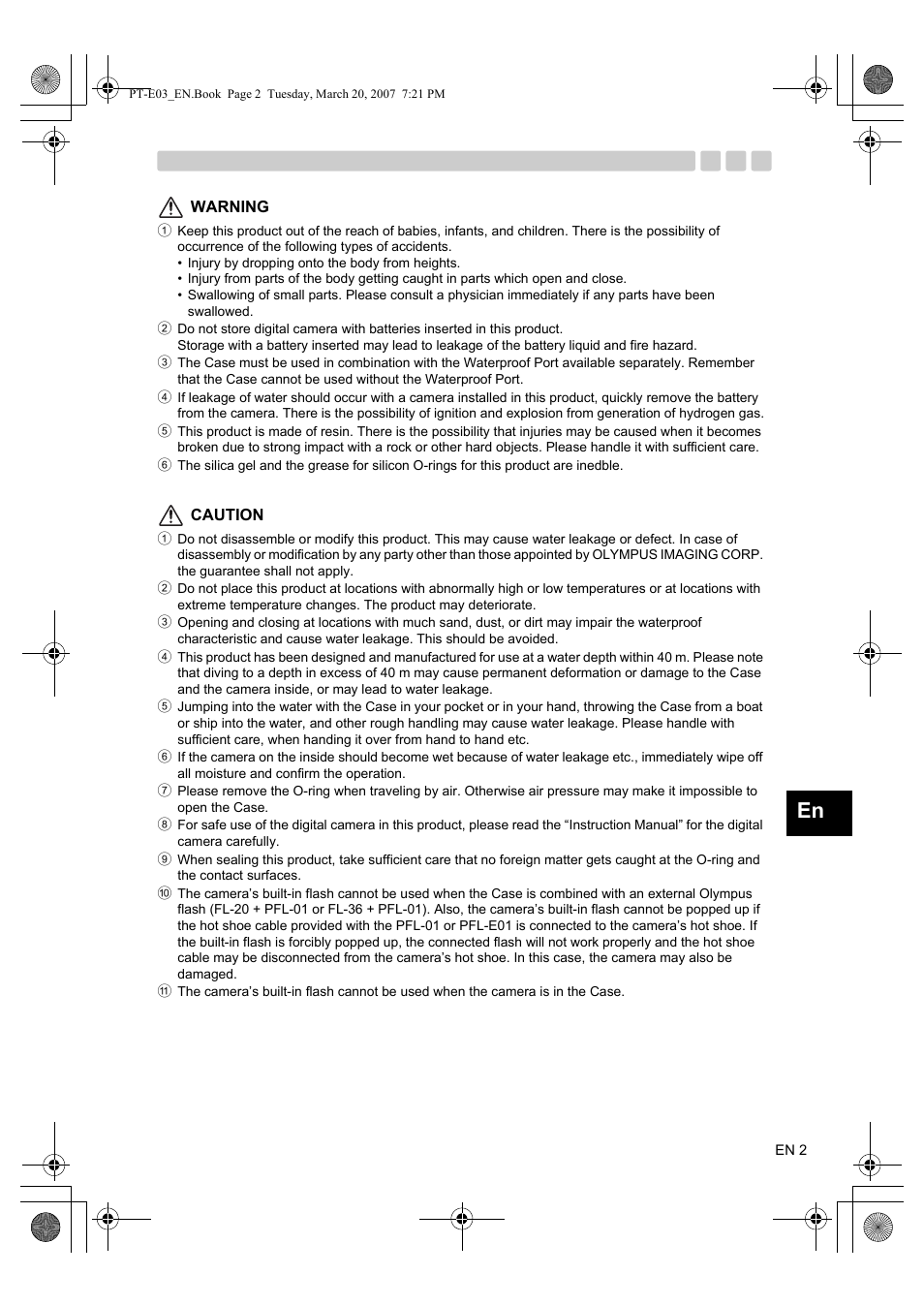 Olympus PT E03 User Manual | Page 43 / 284