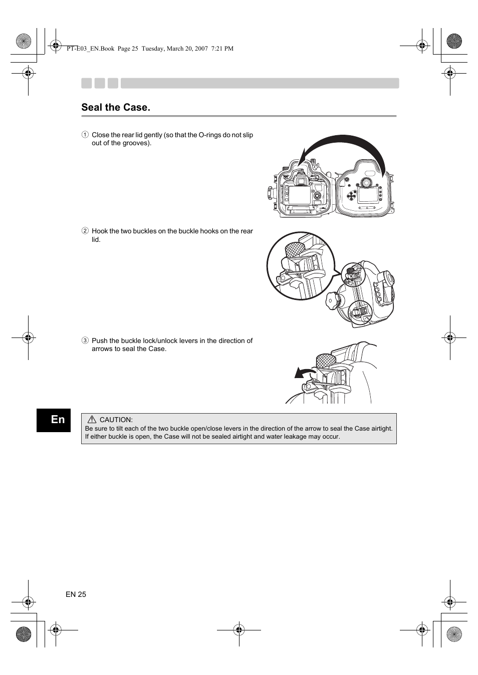 Seal the case | Olympus PT E03 User Manual | Page 66 / 284