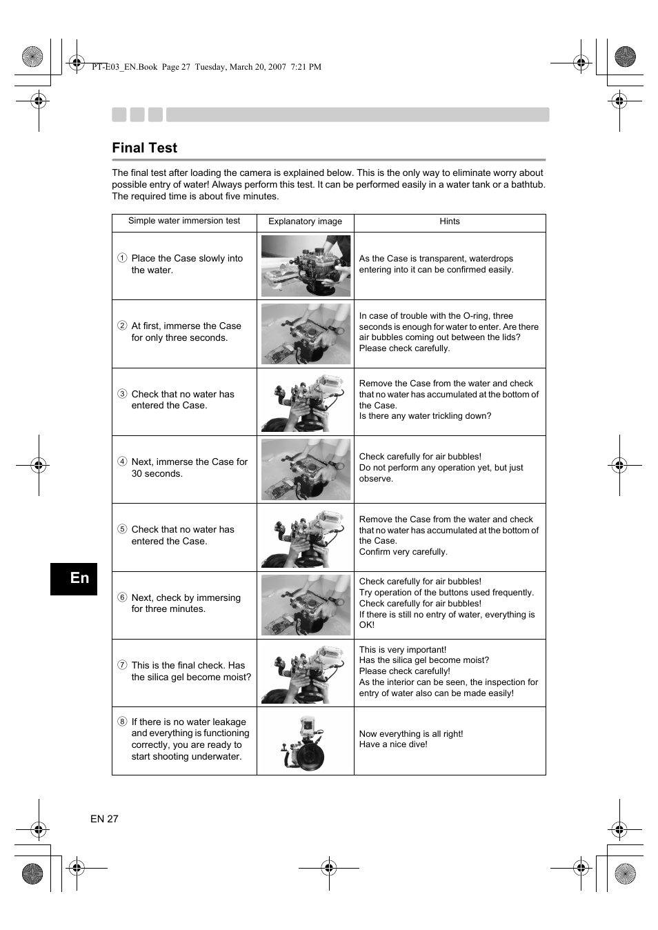 Final test | Olympus PT E03 User Manual | Page 68 / 284