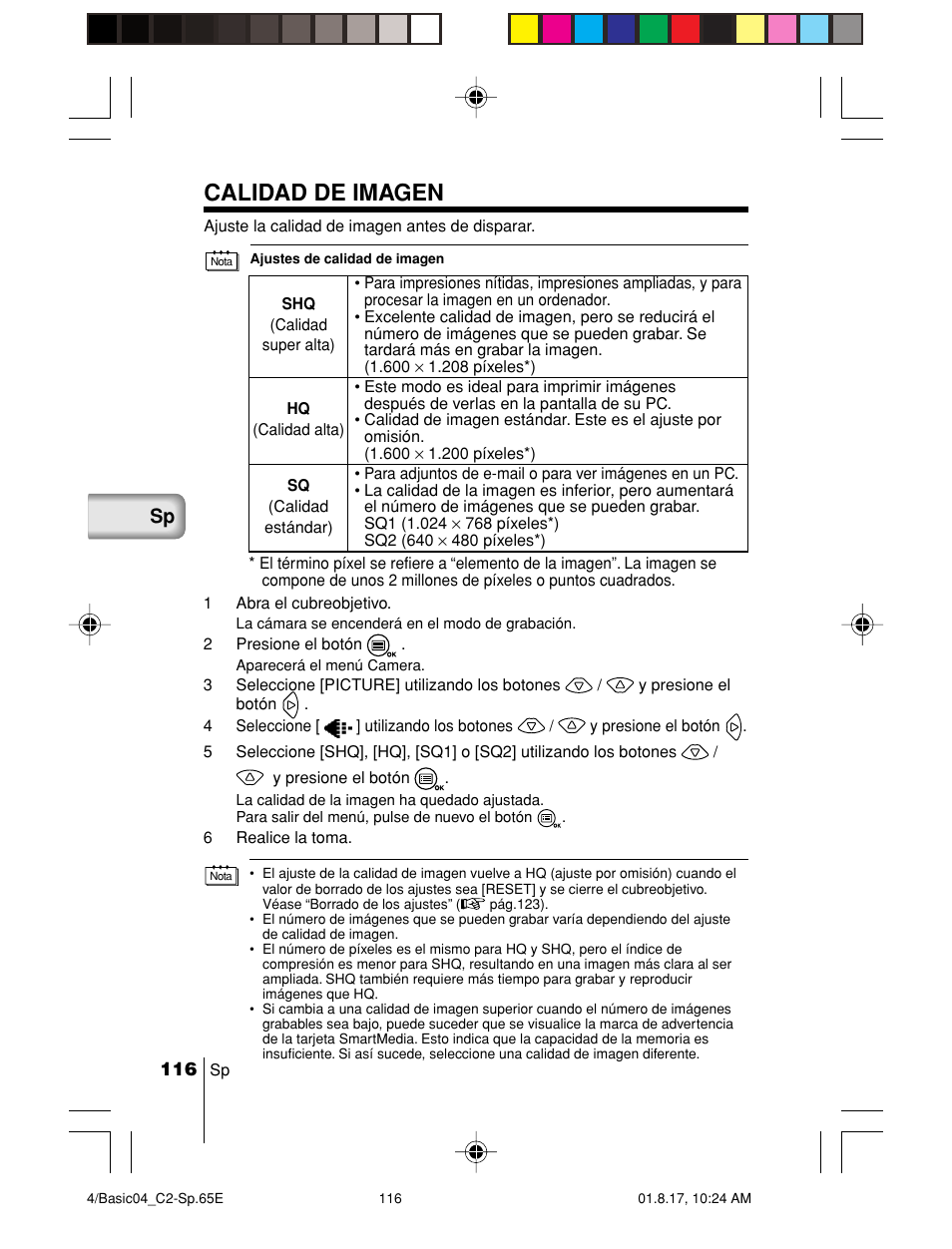 Calidad de imagen | Olympus C-2/D-230 User Manual | Page 116 / 164