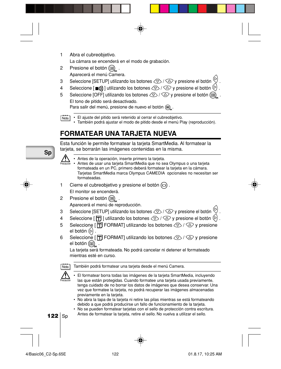 Formatear una tarjeta nueva | Olympus C-2/D-230 User Manual | Page 122 / 164