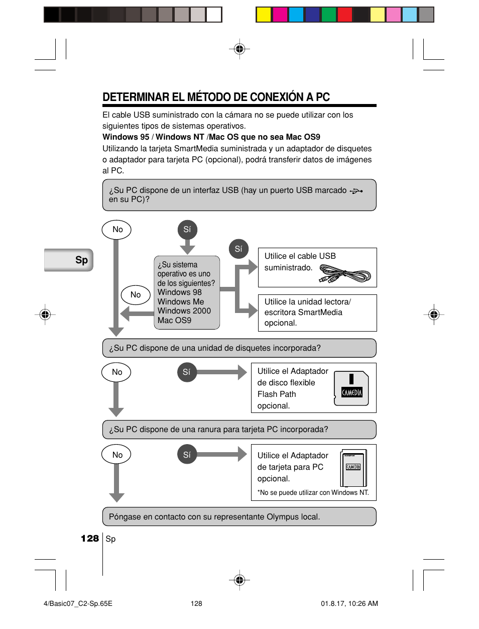 Determinar el método de conexión a pc | Olympus C-2/D-230 User Manual | Page 128 / 164