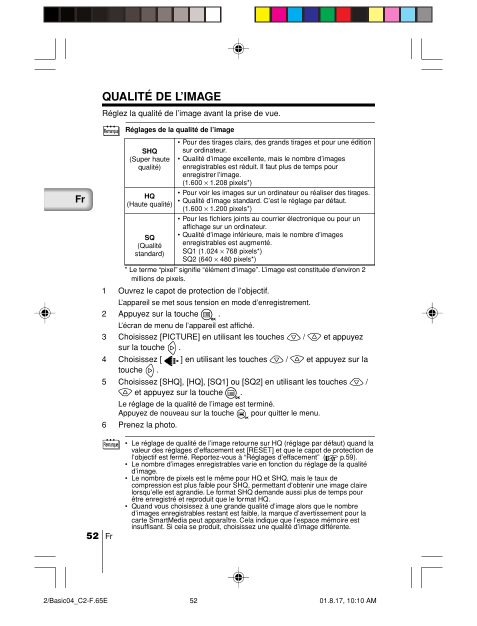 Qualité de l’image | Olympus C-2/D-230 User Manual | Page 52 / 164