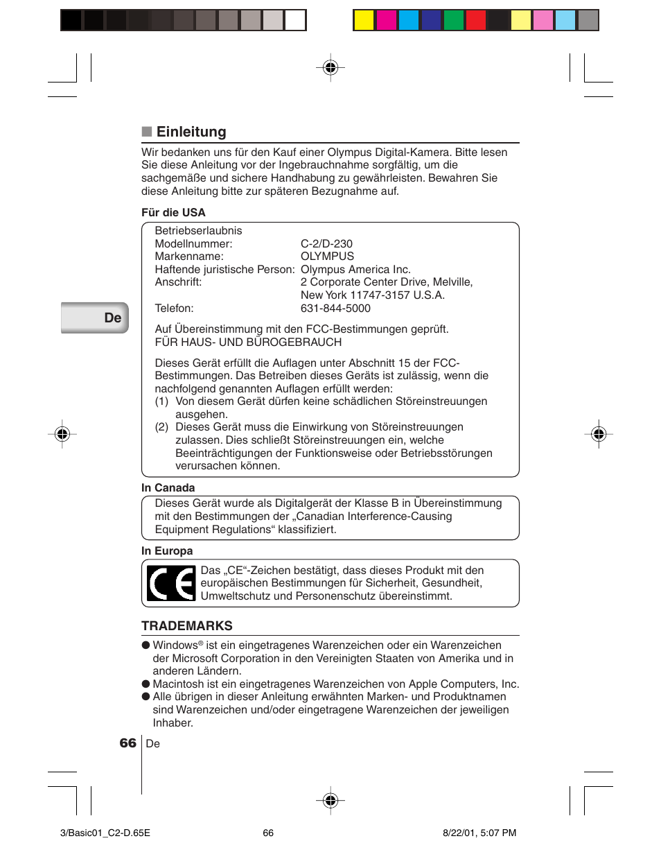 Einleitung | Olympus C-2/D-230 User Manual | Page 66 / 164