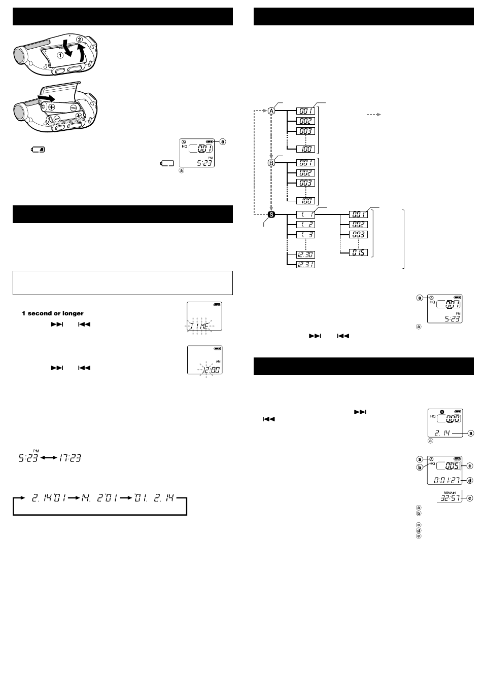 Setting time/date, Inserting batteries, Recording | Replacing batteries | Olympus Digital Voice Recorder DW-90 User Manual | Page 2 / 8