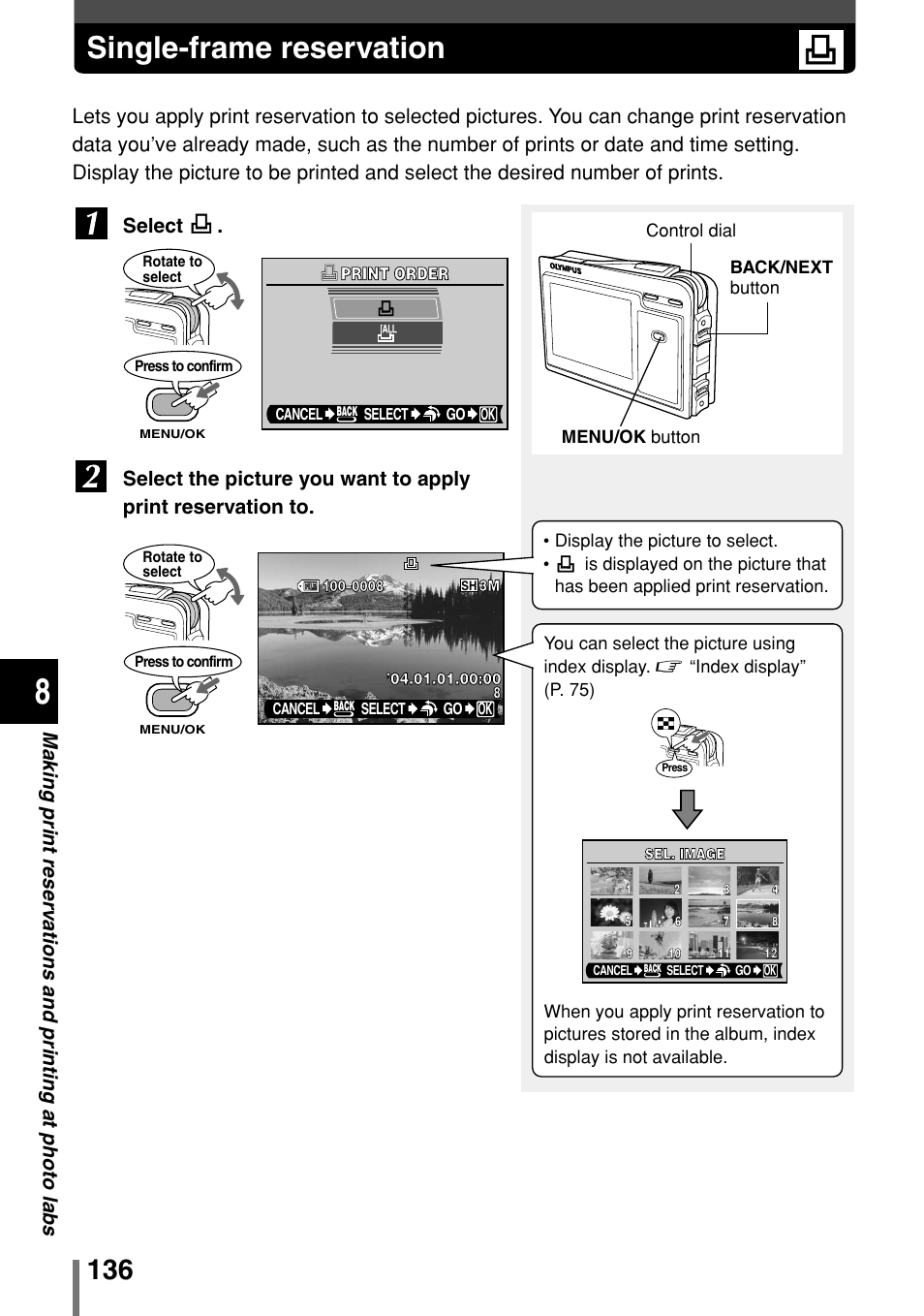 Single-frame reservation | Olympus 2004 User Manual | Page 136 / 211