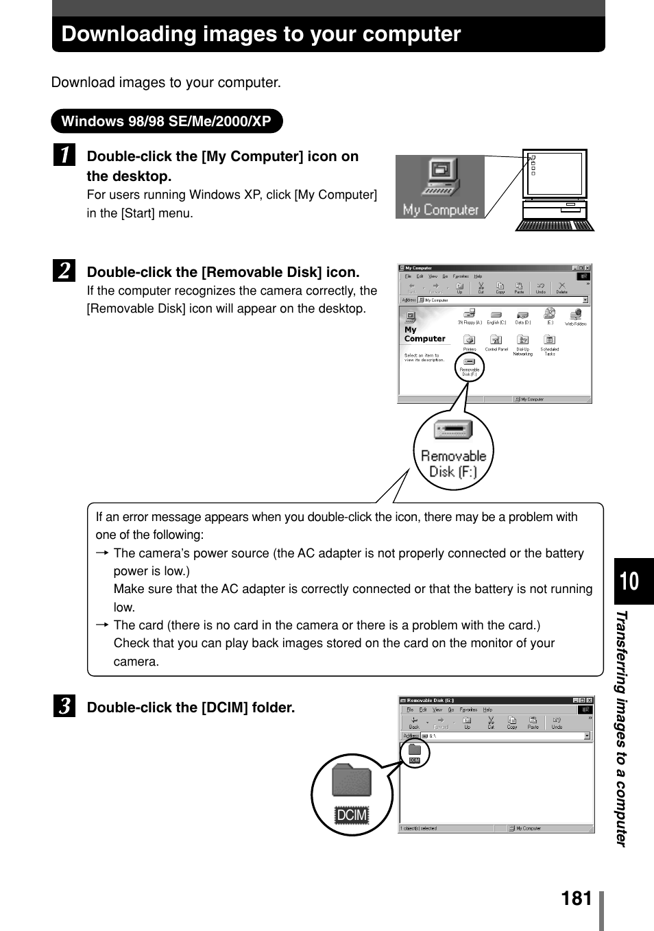 Downloading images to your computer | Olympus 2004 User Manual | Page 181 / 211