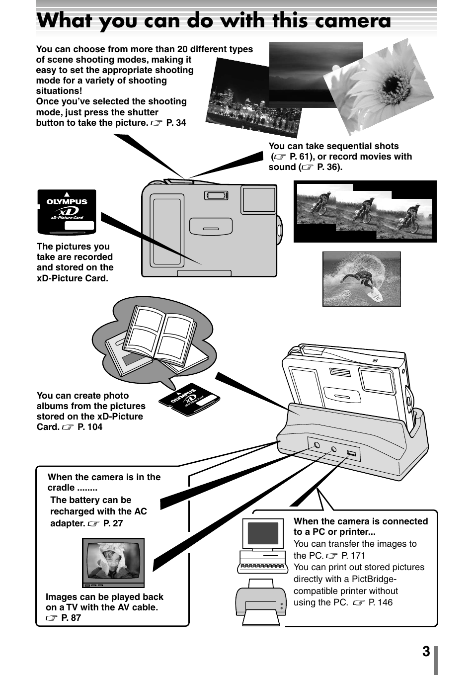 What you can do with this camera | Olympus 2004 User Manual | Page 3 / 211