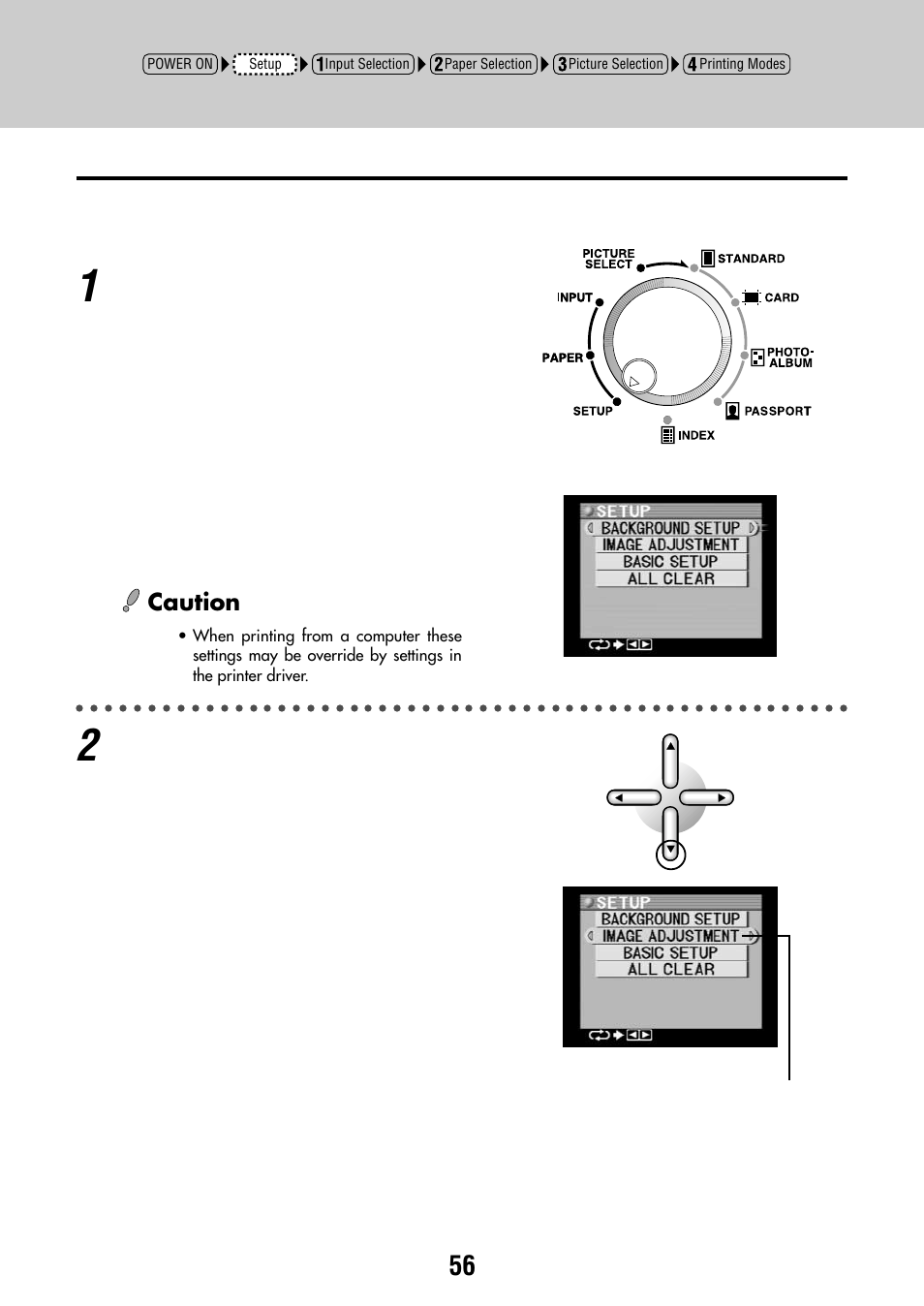 Image adjustment (printing adjustment) | Olympus CAMEDIA P-440 User Manual | Page 56 / 156