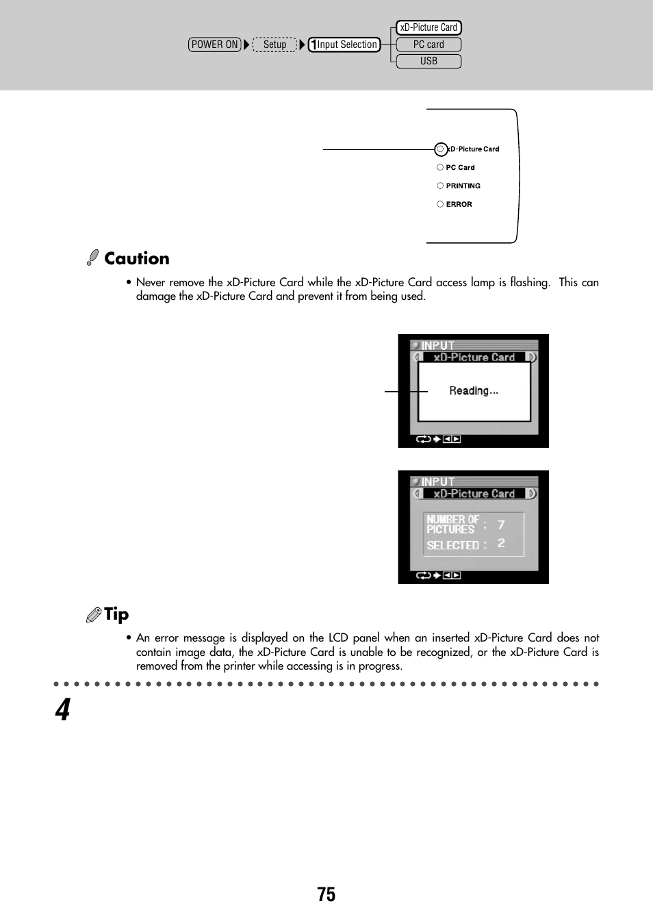 Caution | Olympus CAMEDIA P-440 User Manual | Page 75 / 156