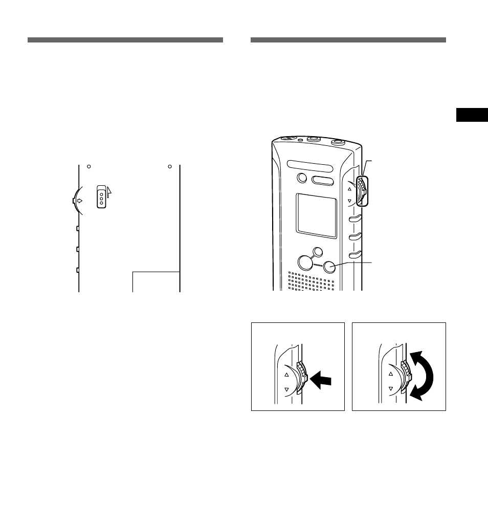 Setting time/date, Hold, Using the menu/vol switch | Olympus DS-320 User Manual | Page 11 / 60