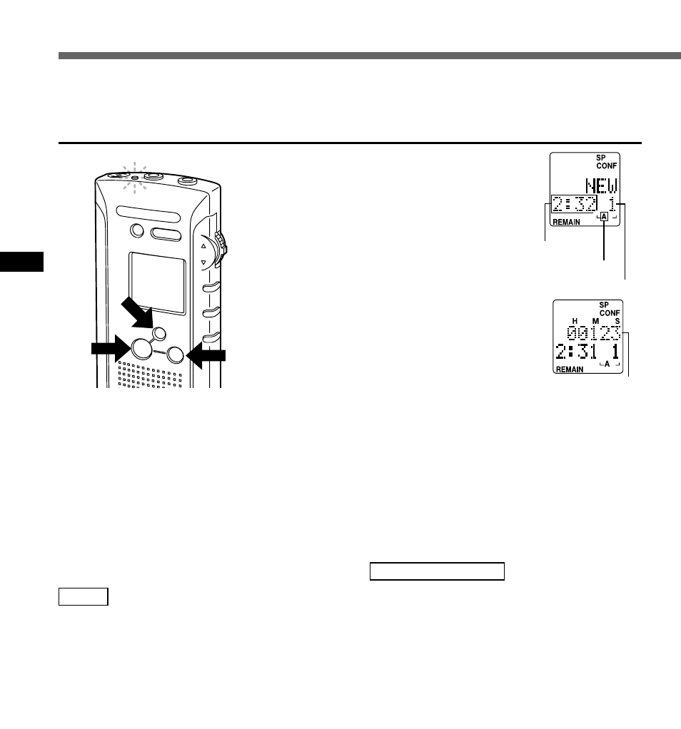 Recording, New recording | Olympus DS-320 User Manual | Page 14 / 60