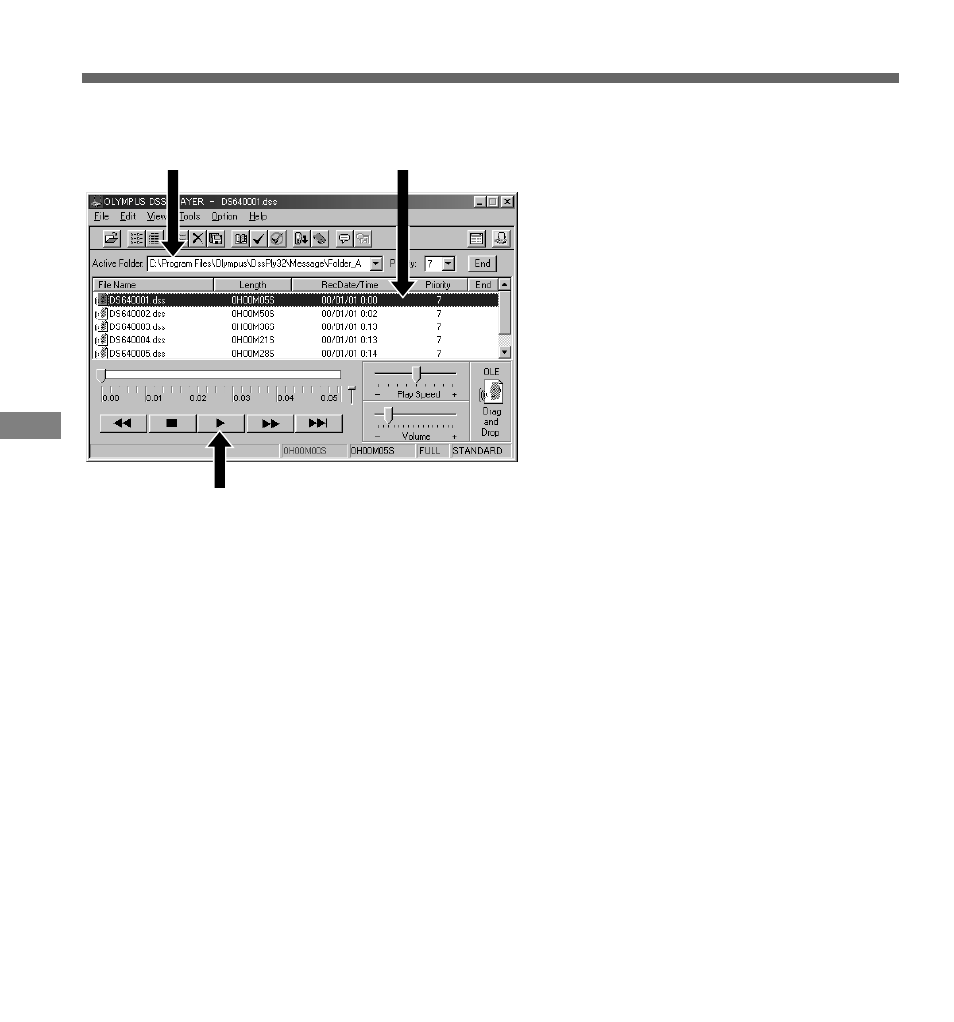 Voice file playback procedure | Olympus DS-320 User Manual | Page 52 / 60