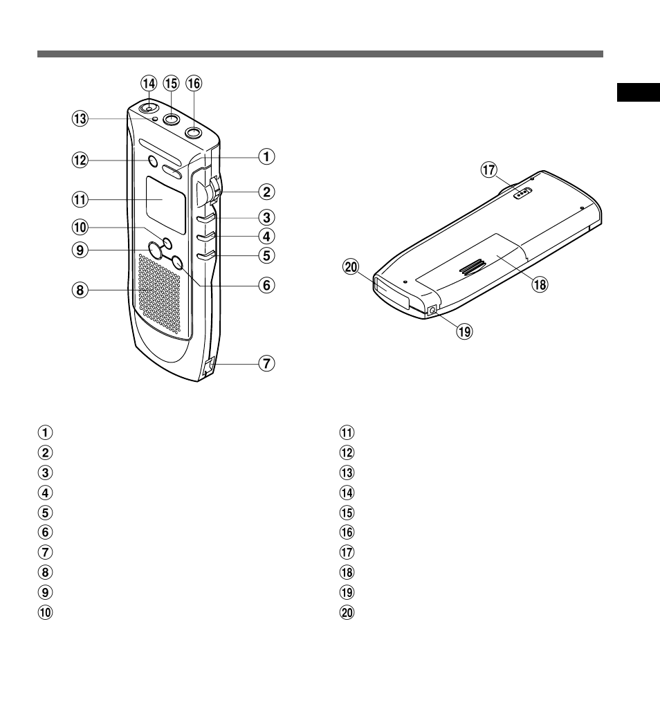 Identification of parts | Olympus DS-320 User Manual | Page 7 / 60