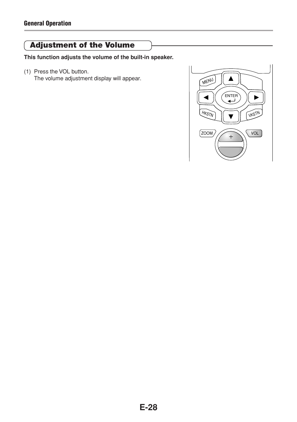 E-28, Adjustment of the volume | Olympus VP--1 User Manual | Page 29 / 42