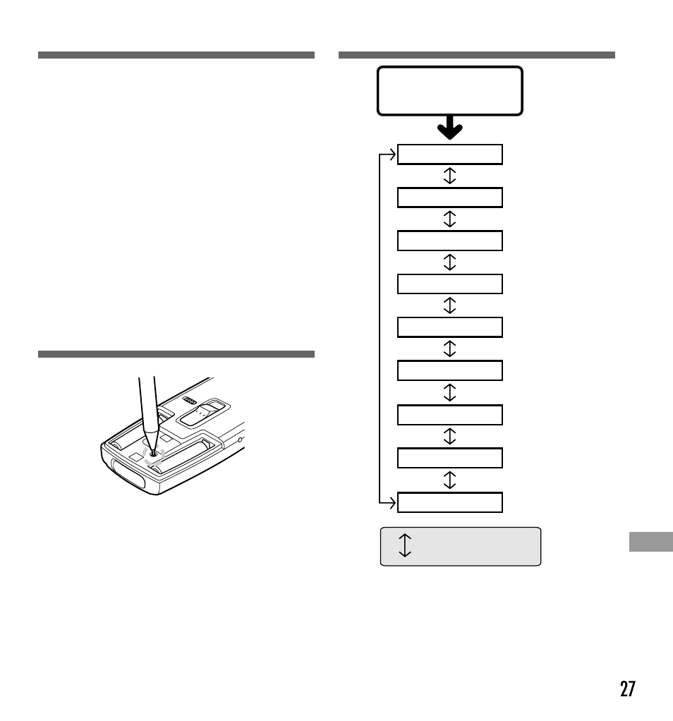 Hold, Reset, Menu list | Olympus Digital Voice Recorder DS-3000 User Manual | Page 27 / 32