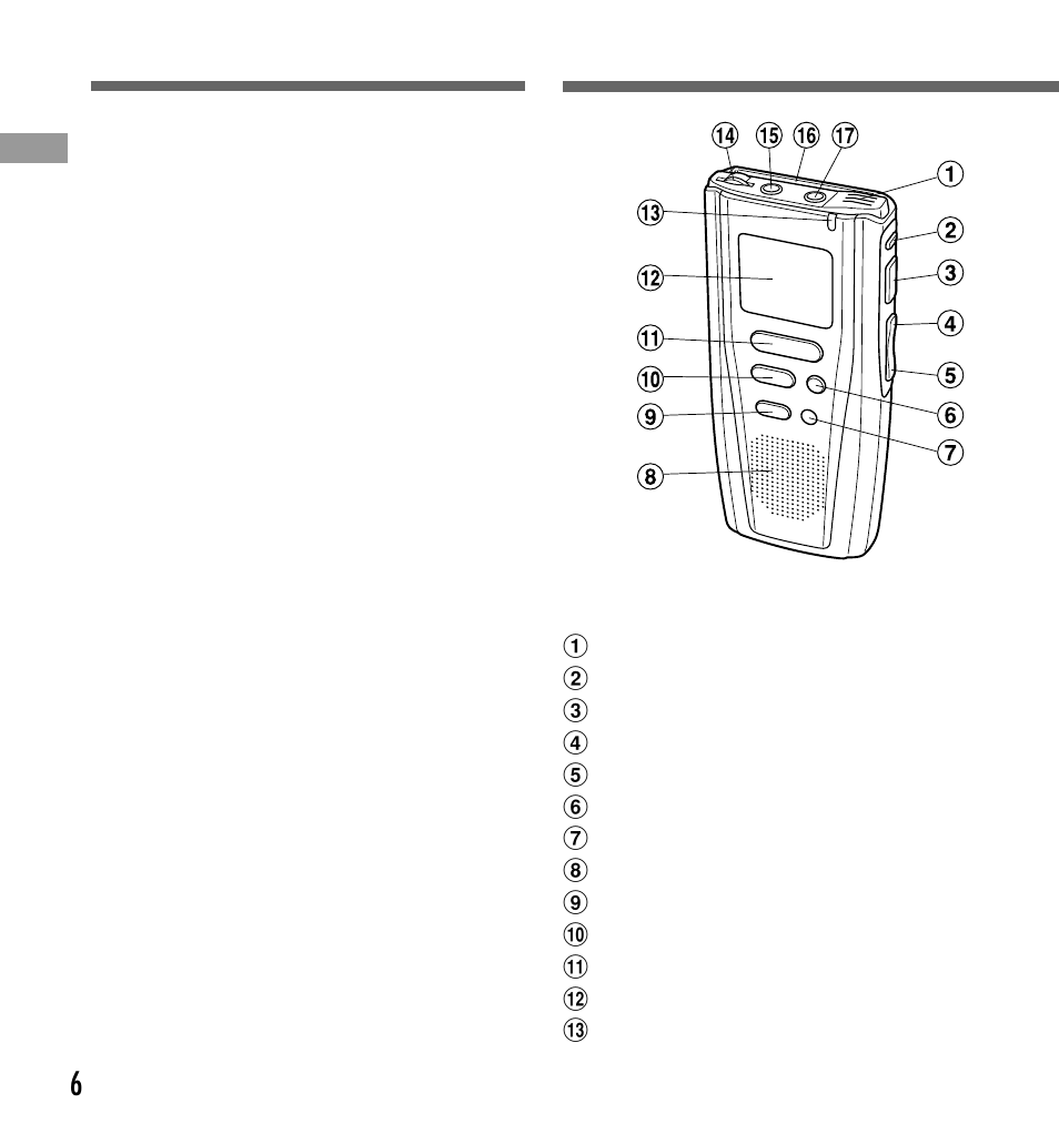 Identification of parts main features | Olympus Digital Voice Recorder DS-3000 User Manual | Page 6 / 32