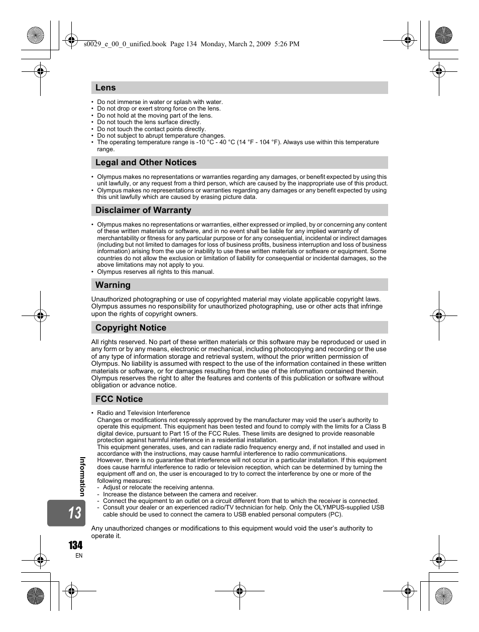 Olympus E-450 User Manual | Page 134 / 140