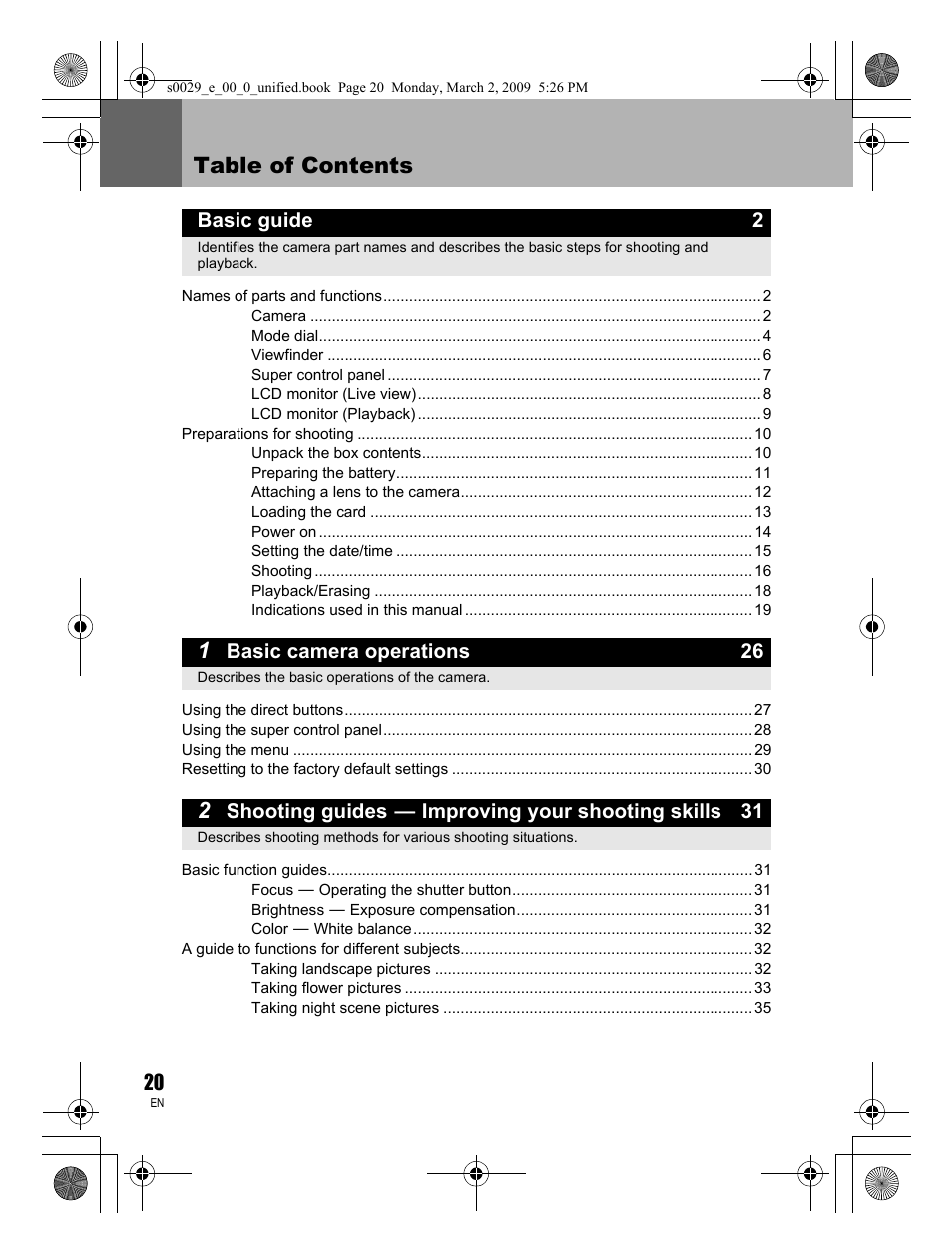 Olympus E-450 User Manual | Page 20 / 140
