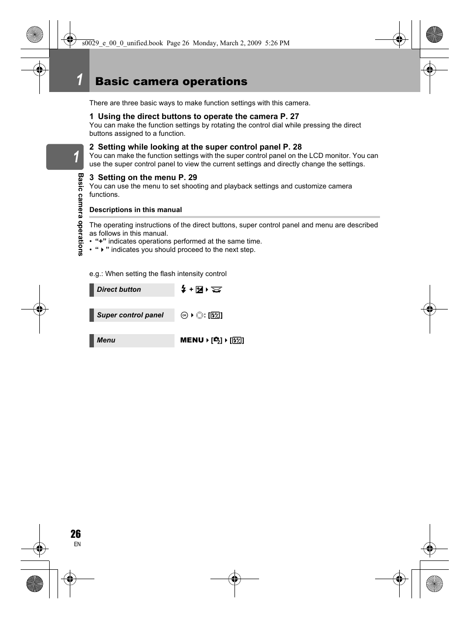 Basic camera operations | Olympus E-450 User Manual | Page 26 / 140