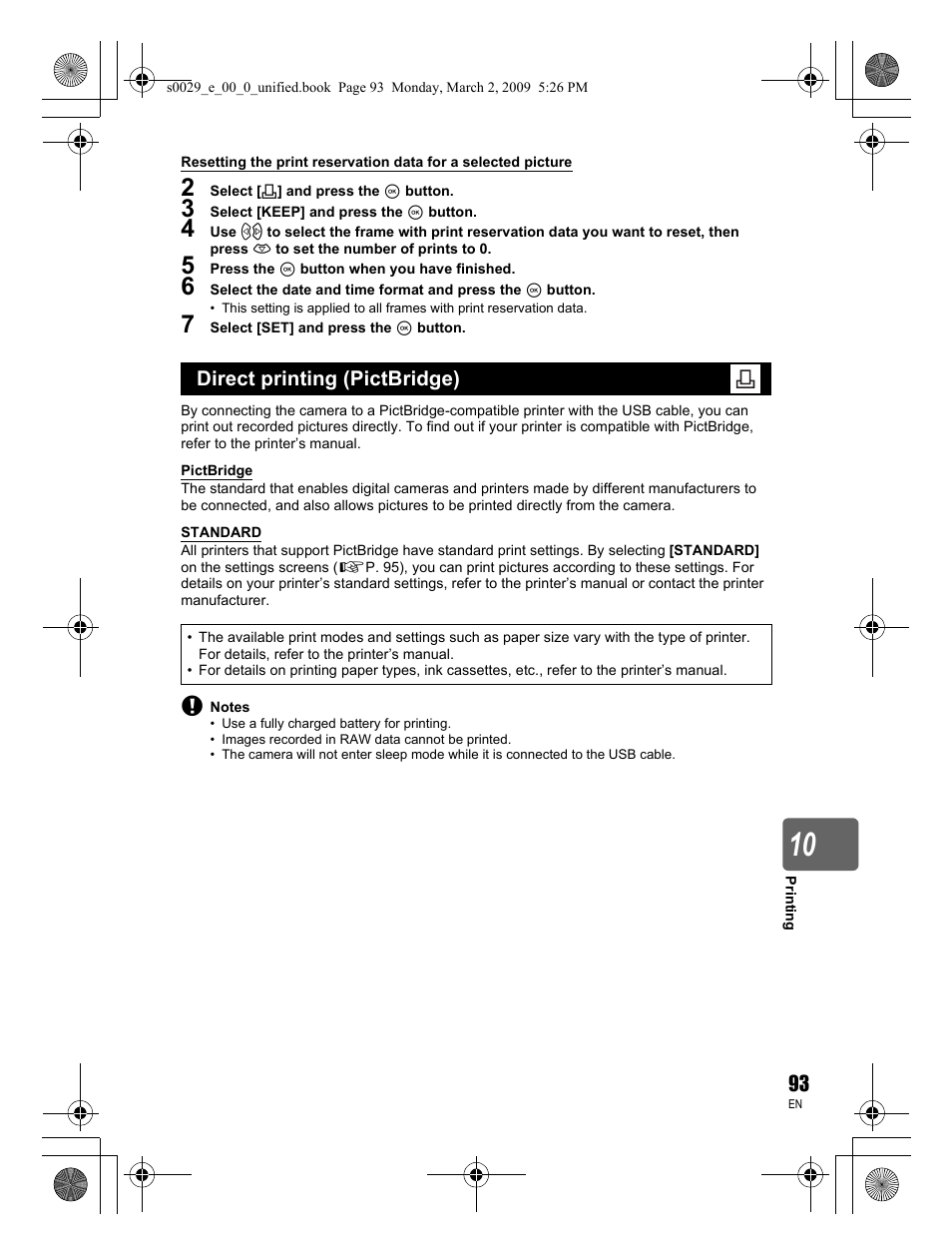 Direct printing (pictbridge) | Olympus E-450 User Manual | Page 93 / 140