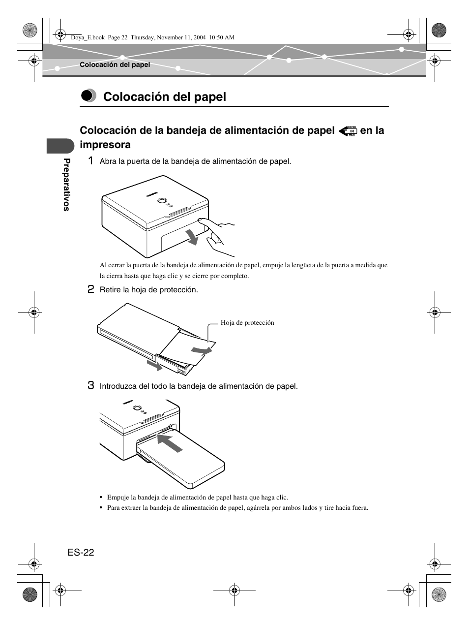 Colocación del papel | Olympus P-S100 User Manual | Page 106 / 132