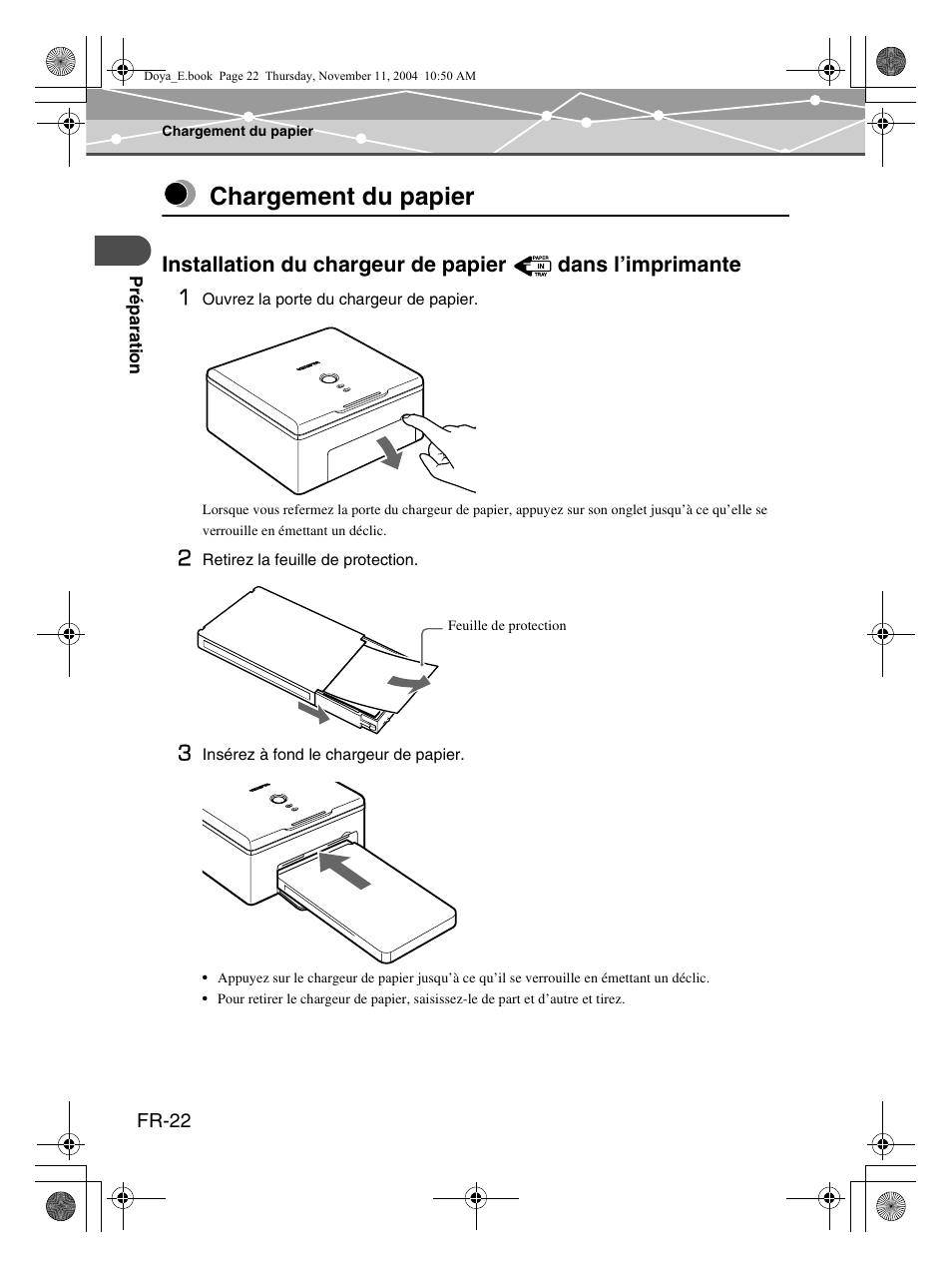 Chargement du papier | Olympus P-S100 User Manual | Page 64 / 132