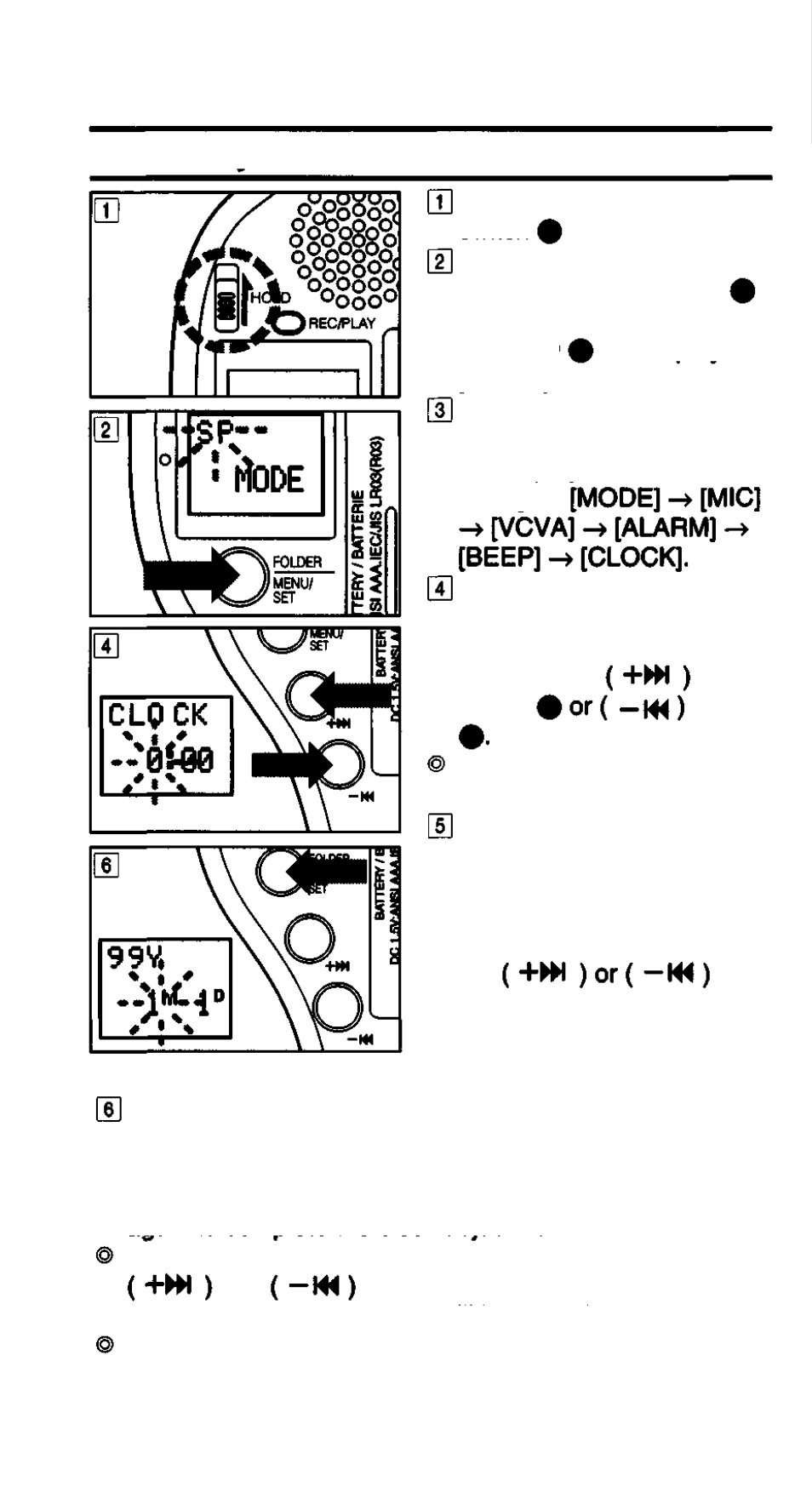 Clock adjustment | Olympus V-90 User Manual | Page 6 / 30