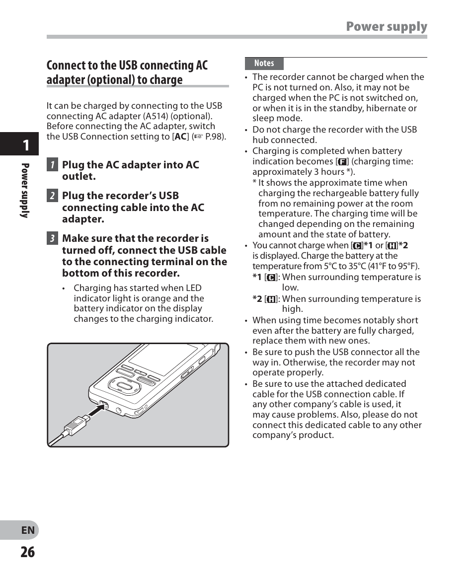 Power supply | Olympus DM-2 User Manual | Page 26 / 187