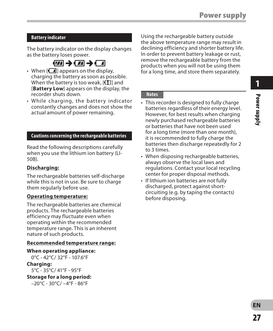 Power supply | Olympus DM-2 User Manual | Page 27 / 187