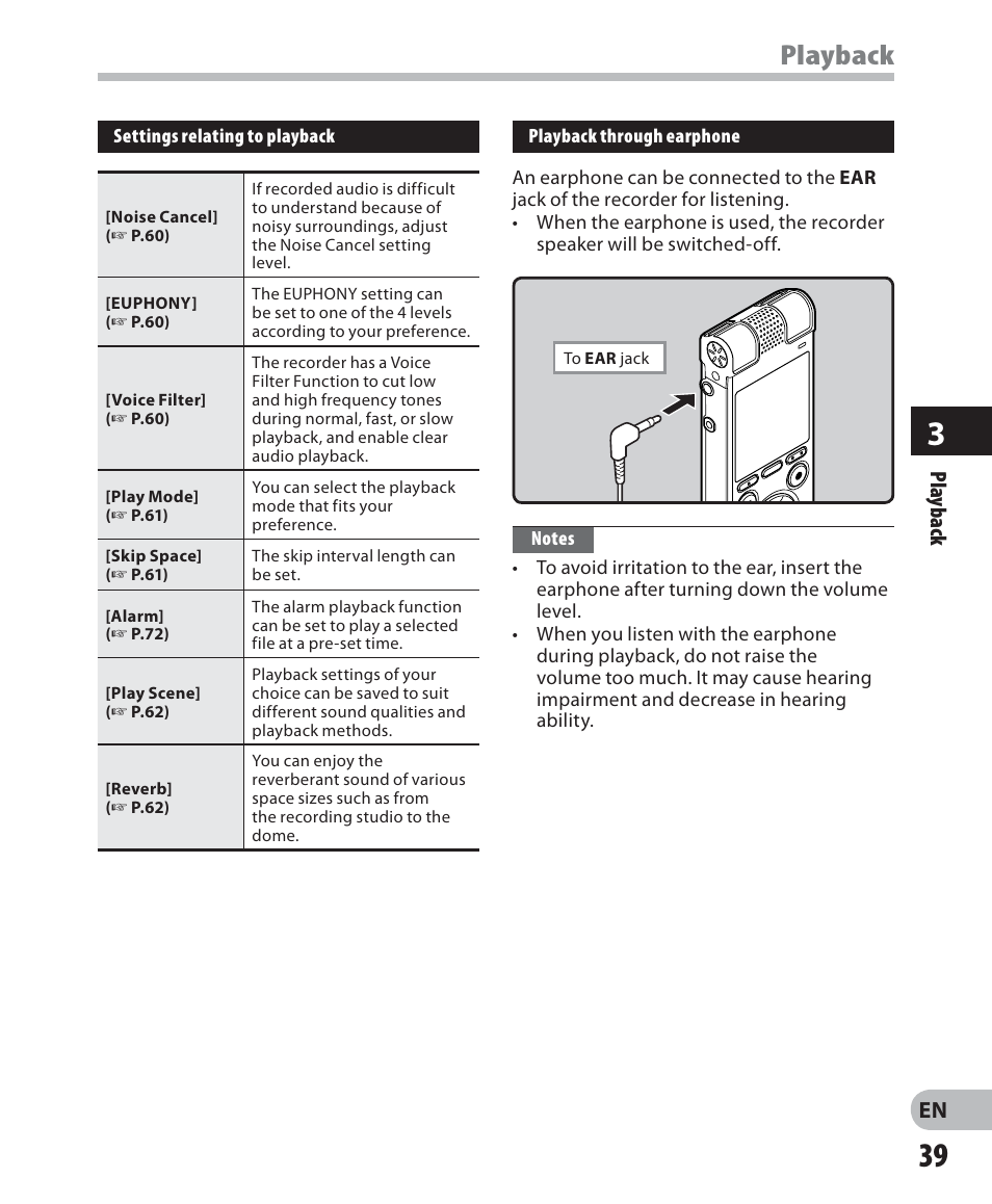 Playback, En pla yback | Olympus DM 620 User Manual | Page 39 / 113