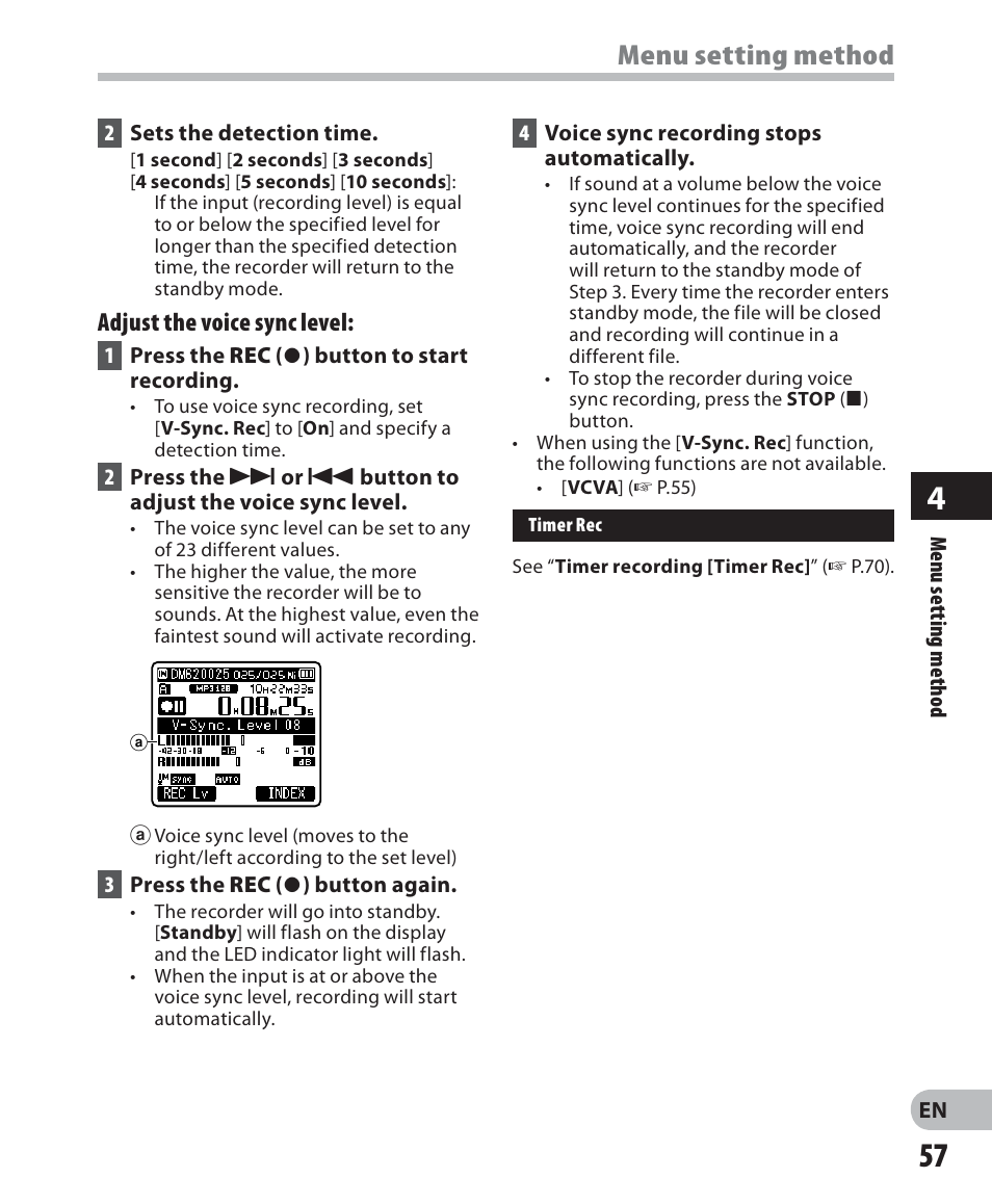 Menu setting method | Olympus DM 620 User Manual | Page 57 / 113