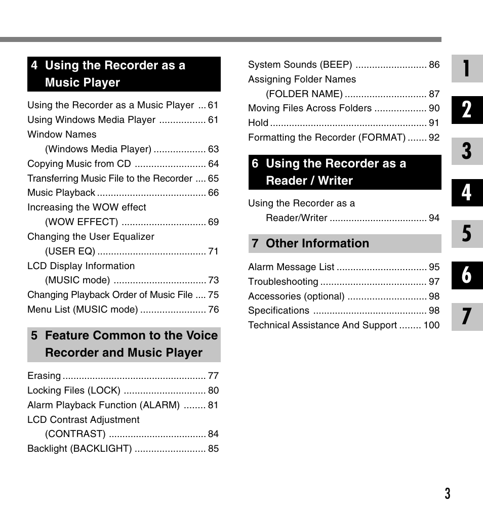 Olympus VOICE & MUSIC DM-20 User Manual | Page 3 / 101