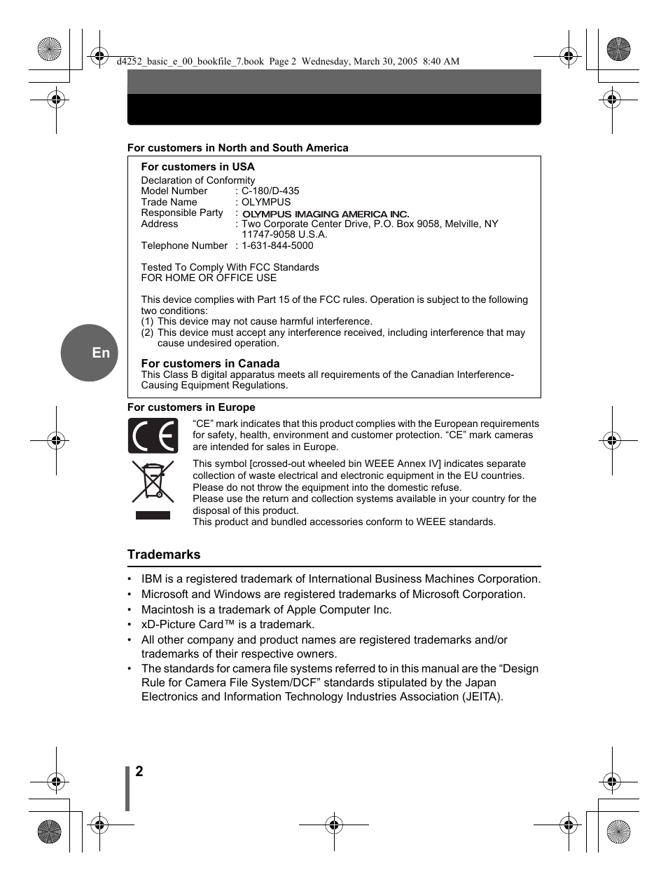 Olympus C-180 D-435 User Manual | Page 2 / 25